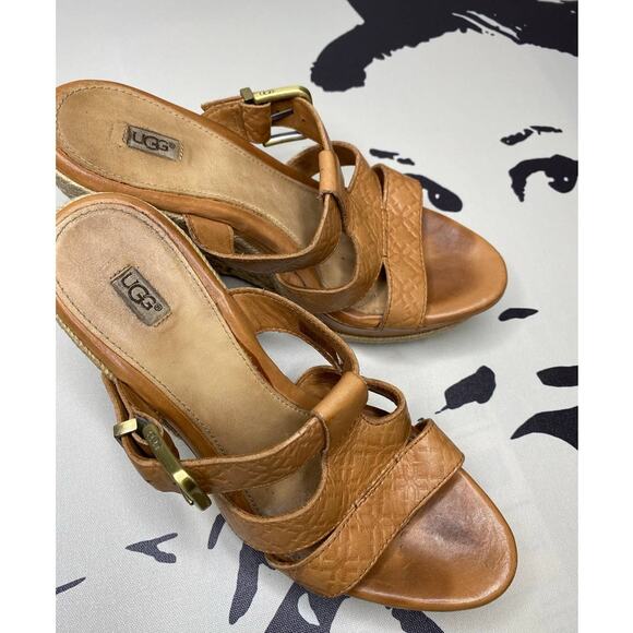 Ugg espadrille leather wedges. US size 8 - Picture 1 of 4